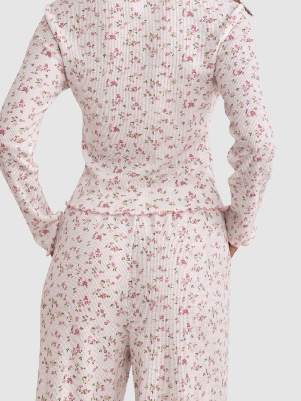 Hobby Lobby Pink Floral Ribbed Pajama Bottoms